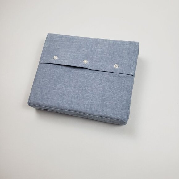 Ralph Lauren Home Workshirt Chambray Queen Flat Sheet Blue 100% Cotton 108 x 96 - Picture 14 of 16